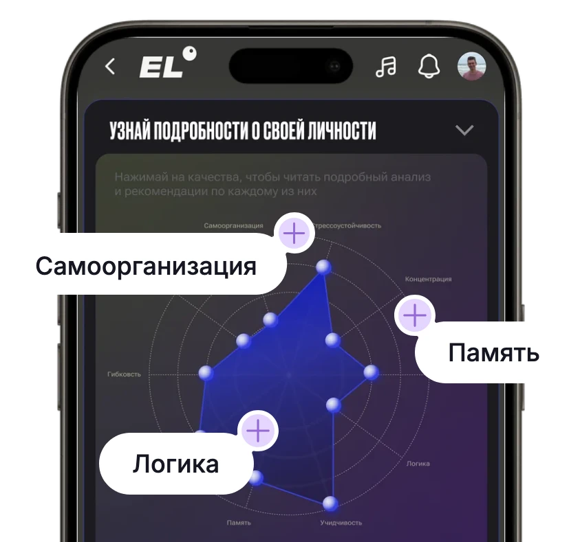Экран приложения ЕГЭЛЕНД: карта личных качеств
