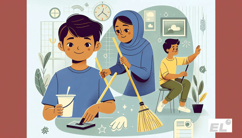 Чем раньше ребёнок начинает помогать дома, тем легче ему потом участвовать в делах.