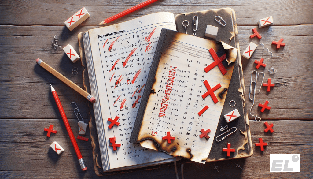 Главная ошибка — преждевременное округление в процессе вычислений.