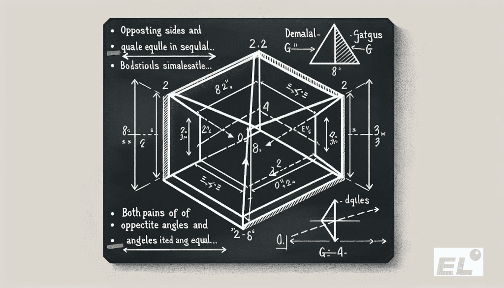 Представь четырехугольник, у которого стороны попарно идут рядом как рельсы.