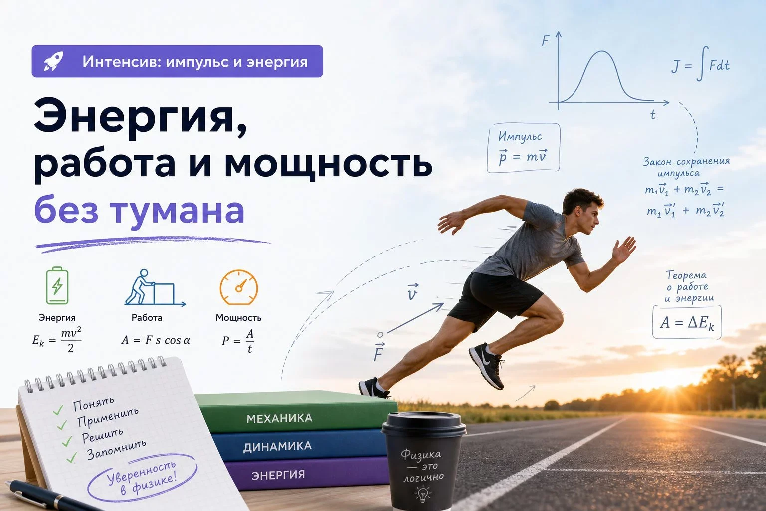 Закон сохранения механической энергии действует только в идеальных условиях — когда нет трения, сопротивления и потерь на деформацию.