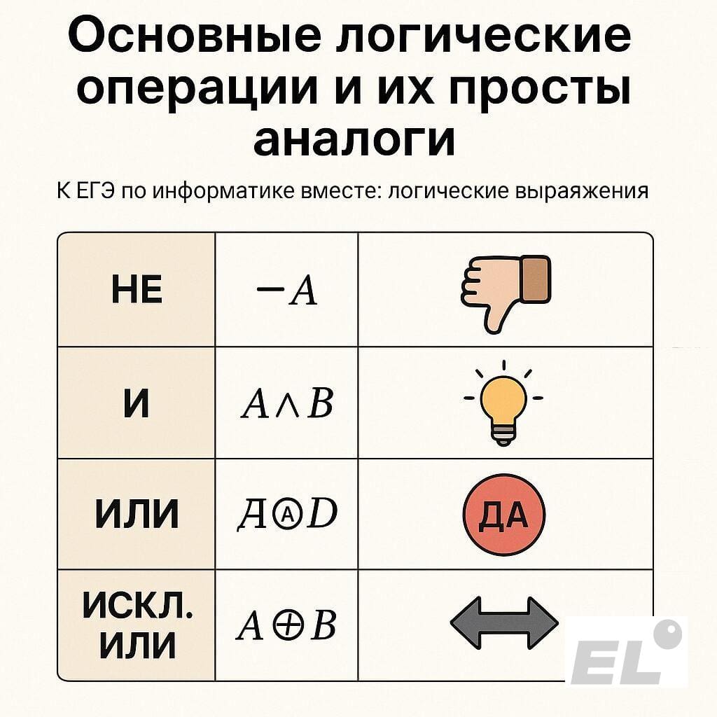 Основные логические операции и их простые аналоги Основные логические операции и их простые аналоги