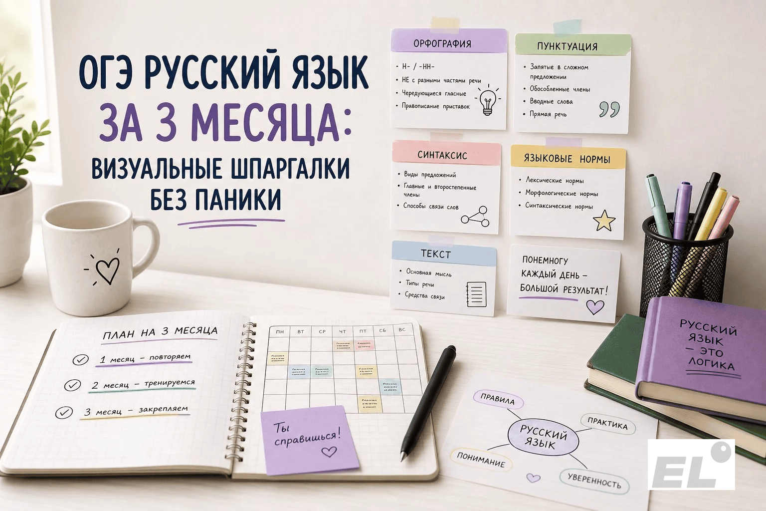 ОГЭ русский язык за 3 месяца: визуальные шпаргалки и план подготовки