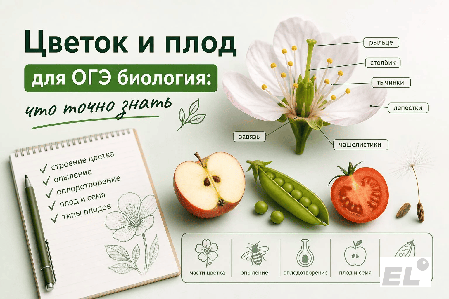 Цветок и плод на ОГЭ по биологии: как запомнить без зубрёжки