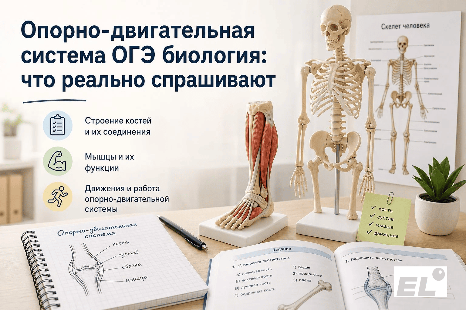 Опорно-двигательная система ОГЭ биология: как запомнить отделы и не путать связки с сухожилиями