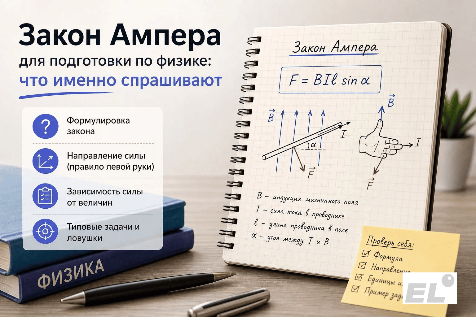 Сила, ток и поле: гайд по закону Ампера для ЕГЭ без паники и лишней алгебры