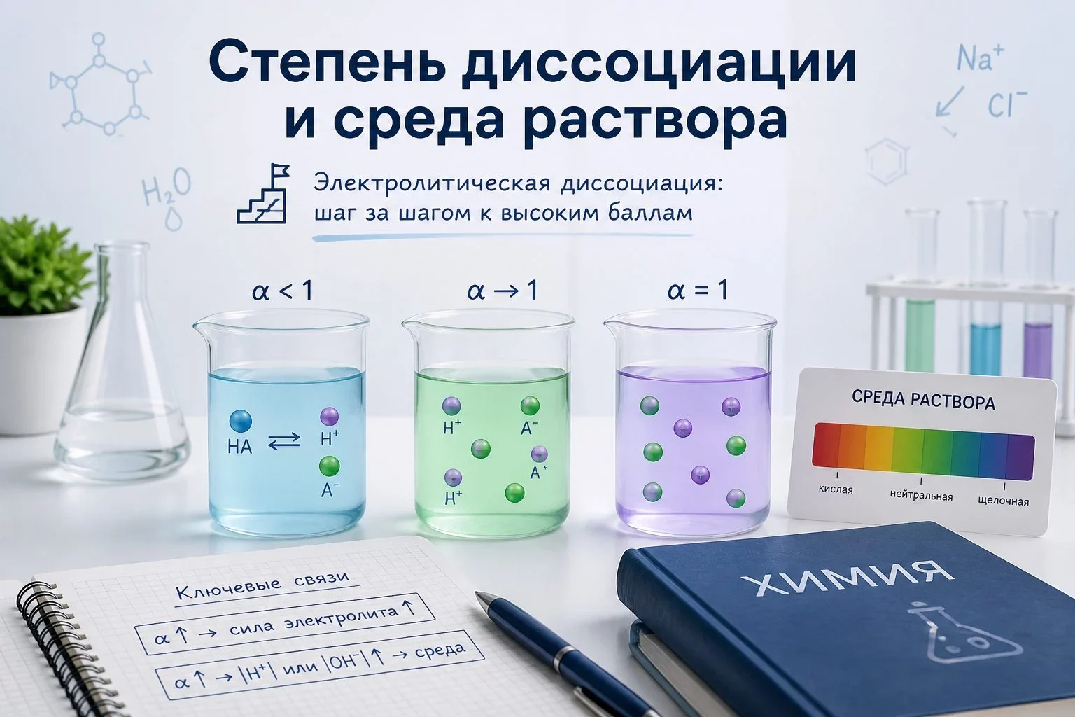 Зачем нужно знать электролитическую диссоциациюОпределение и суть процессаЭлектролитическая диссоциация — это когда вещество в воде...