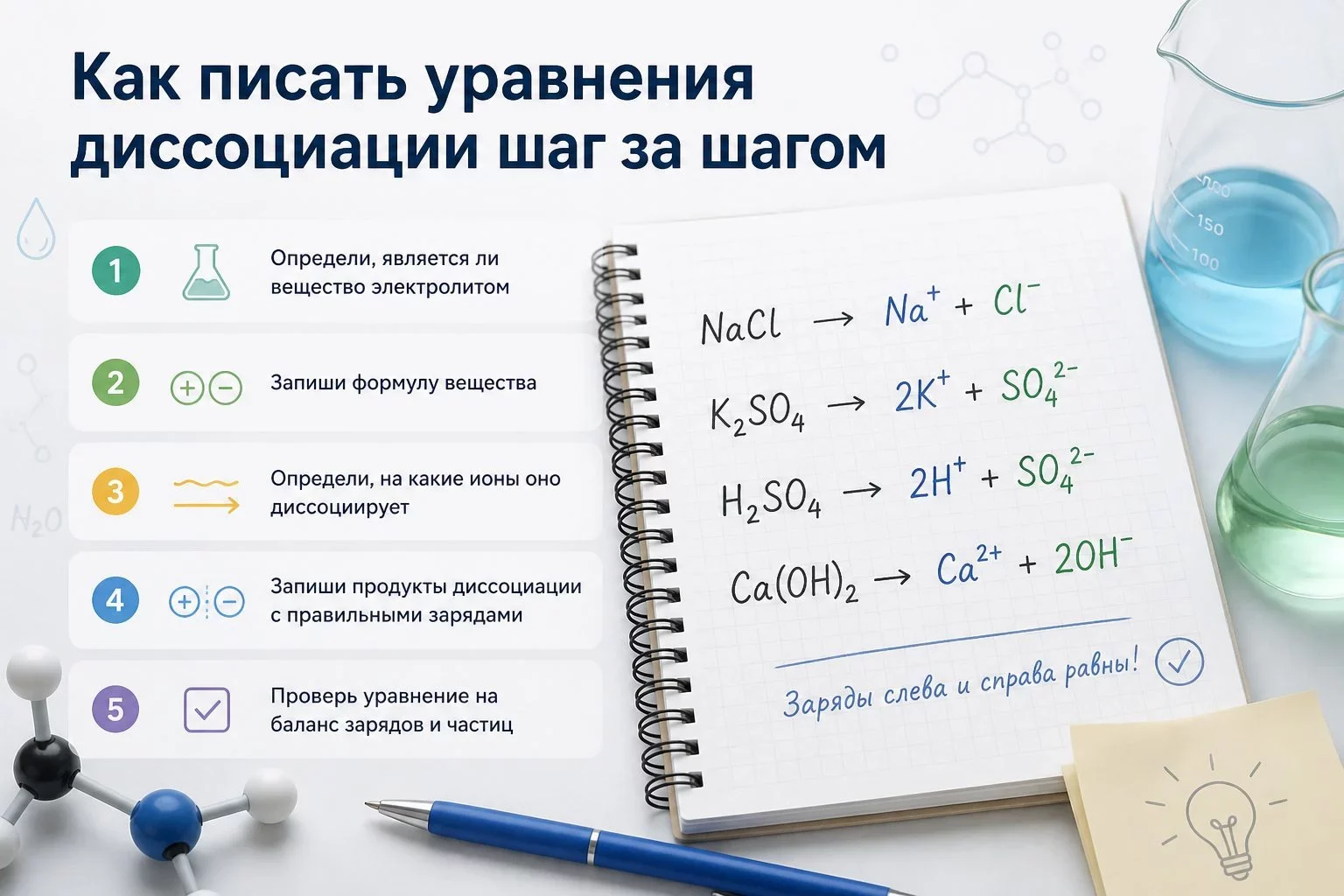 Зачем нужно знать электролитическую диссоциациюОпределение и суть процессаЭлектролитическая диссоциация — это когда вещество в воде...
