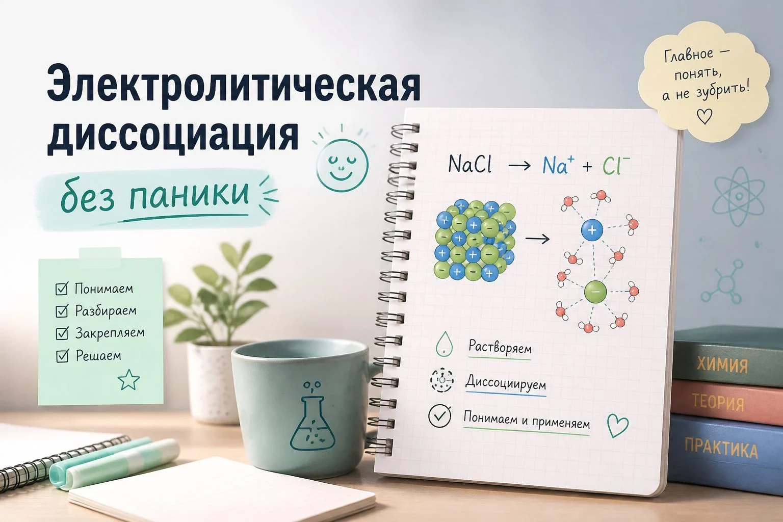 Зачем нужно знать электролитическую диссоциациюОпределение и суть процессаЭлектролитическая диссоциация — это когда вещество в воде...