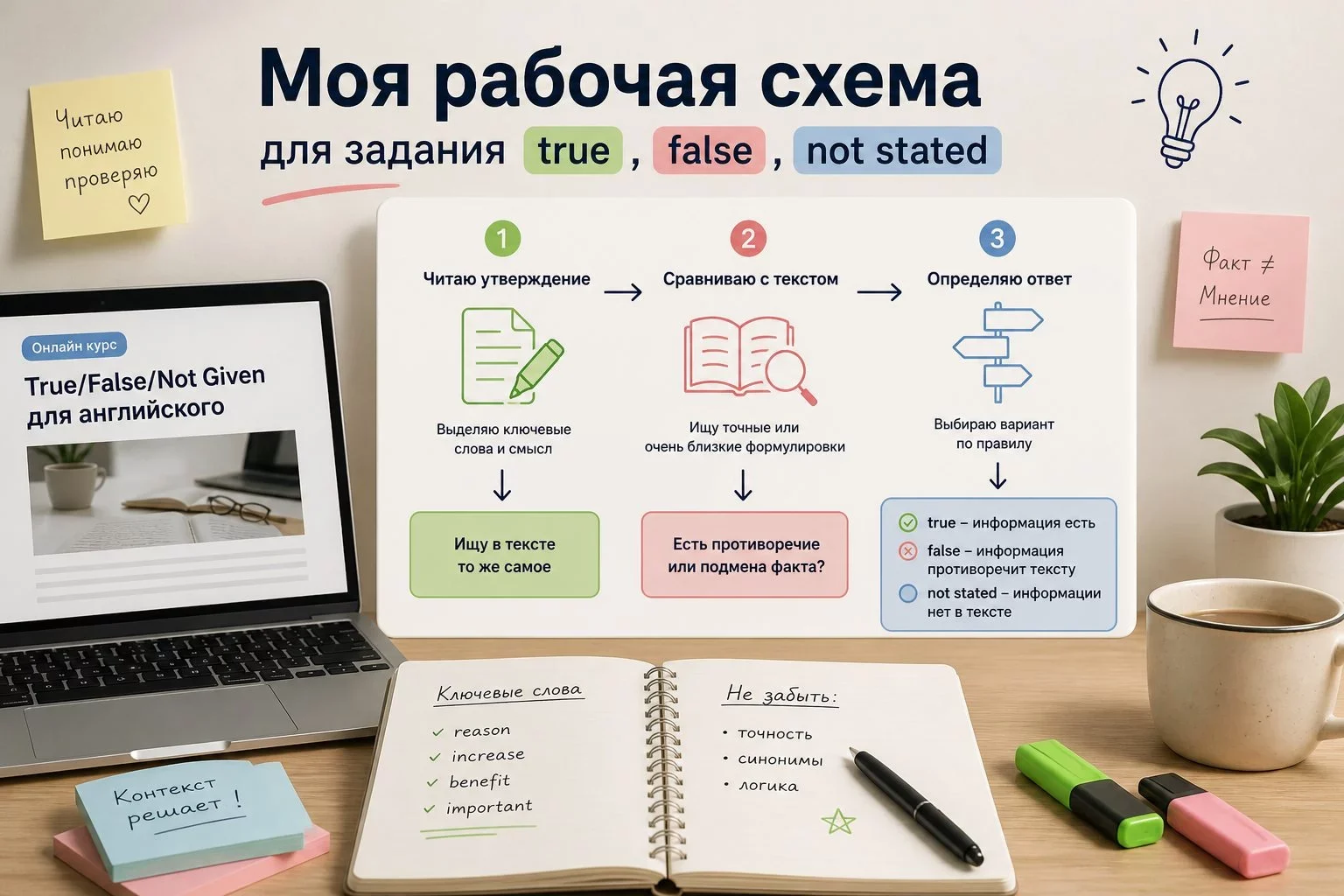 Что такое True/False/Not Stated в ЕГЭ и чем отличается от IELTS?Задание на определение True, False...