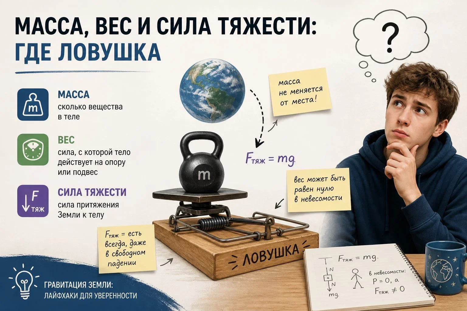 Гравитация Земли в ЕГЭ по физике: что нужно знать на старте?Гравитационное взаимодействие — фундаментальное явление,...