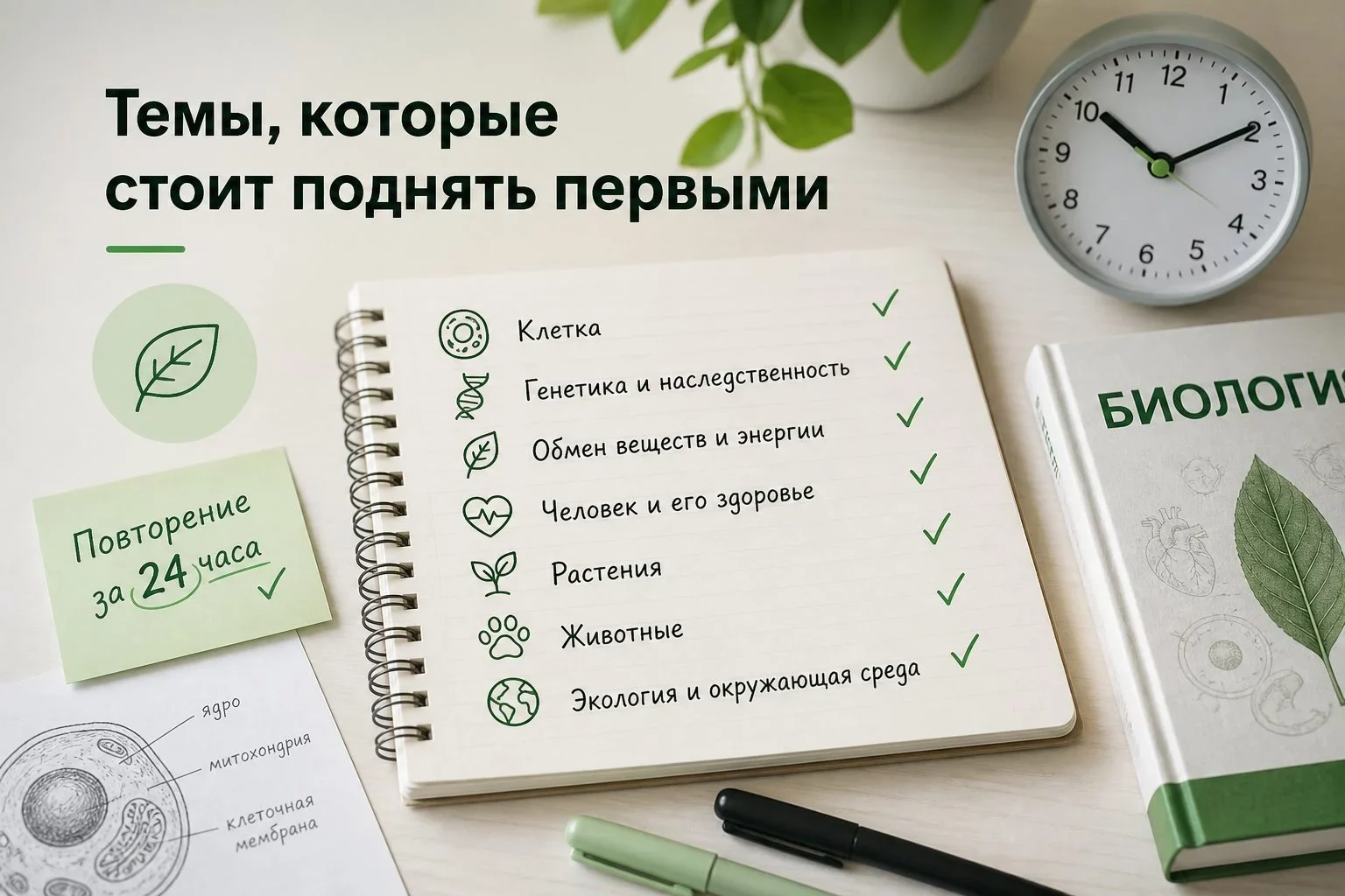 Что реально успеть за 24 часа до ОГЭ по биологии?Следует смотреть на ситуацию трезво: выучить...