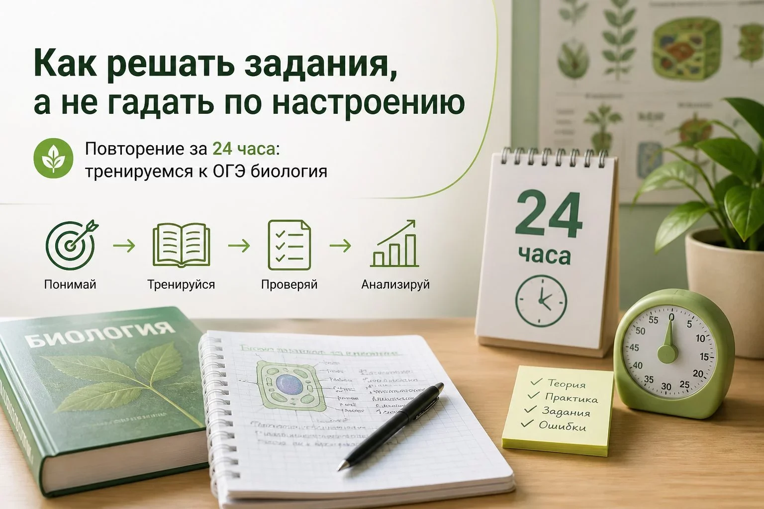 Что реально успеть за 24 часа до ОГЭ по биологии?Следует смотреть на ситуацию трезво: выучить...