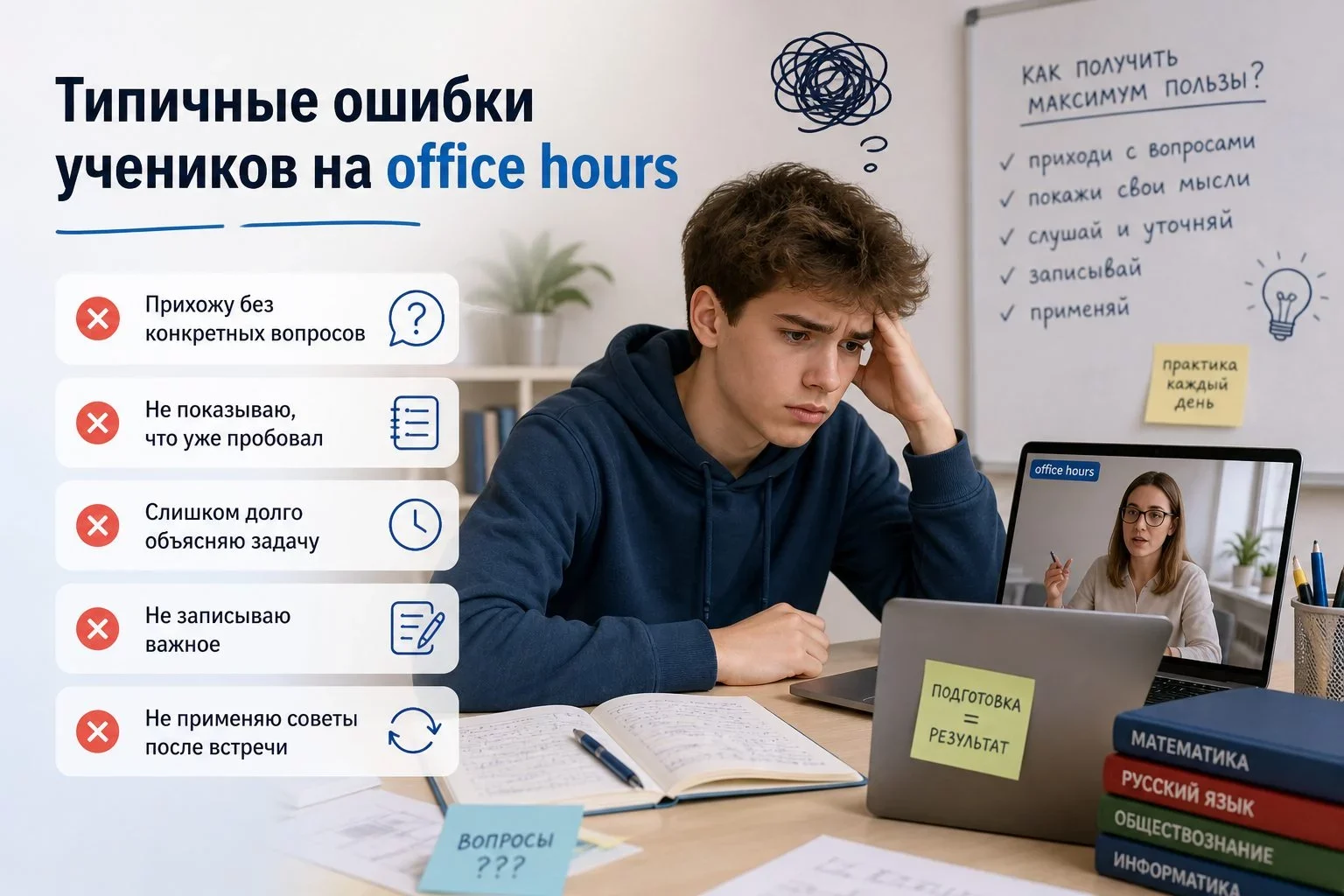 Что такое Office Hours и как этот формат пришёл в подготовку к ЕГЭ?Можно представить университетскую...