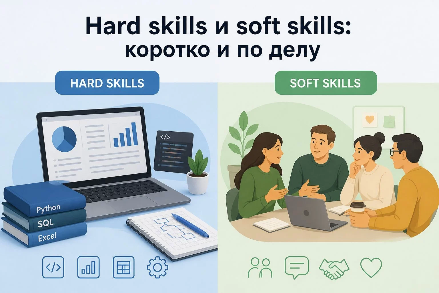 Что такое hard skills и soft skills и в чём их ключевые различия?Ключевое различие в...