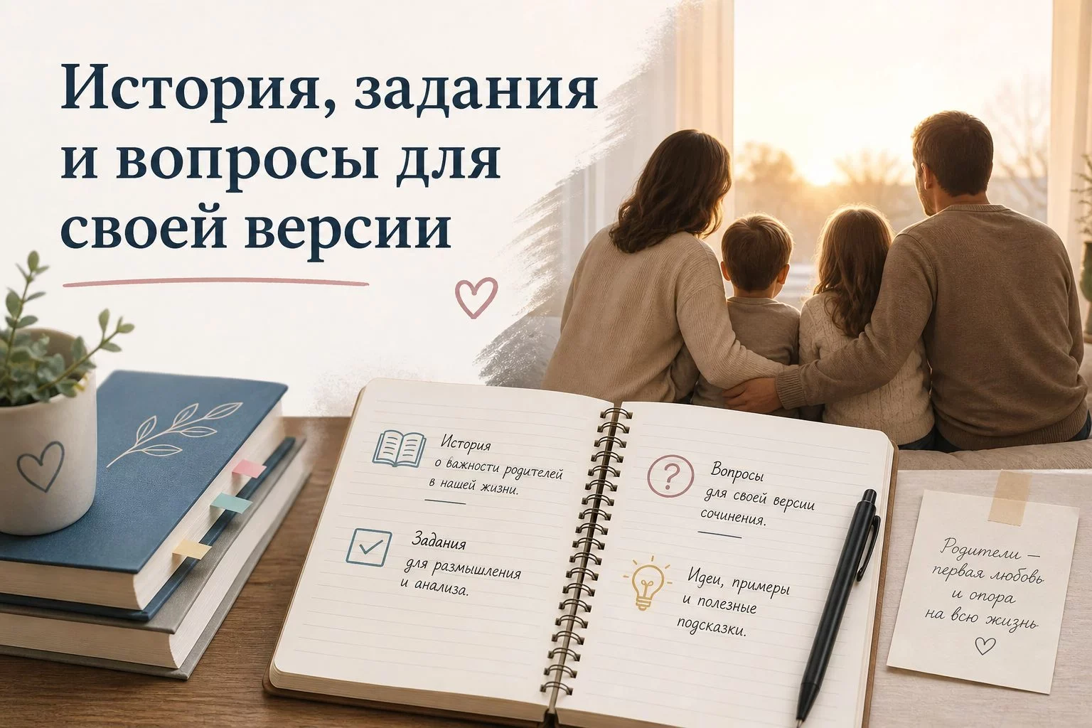 Как составить план сочинения о родителях?Четкая структура сочинения о родителях помогает логично раскрыть тему и...