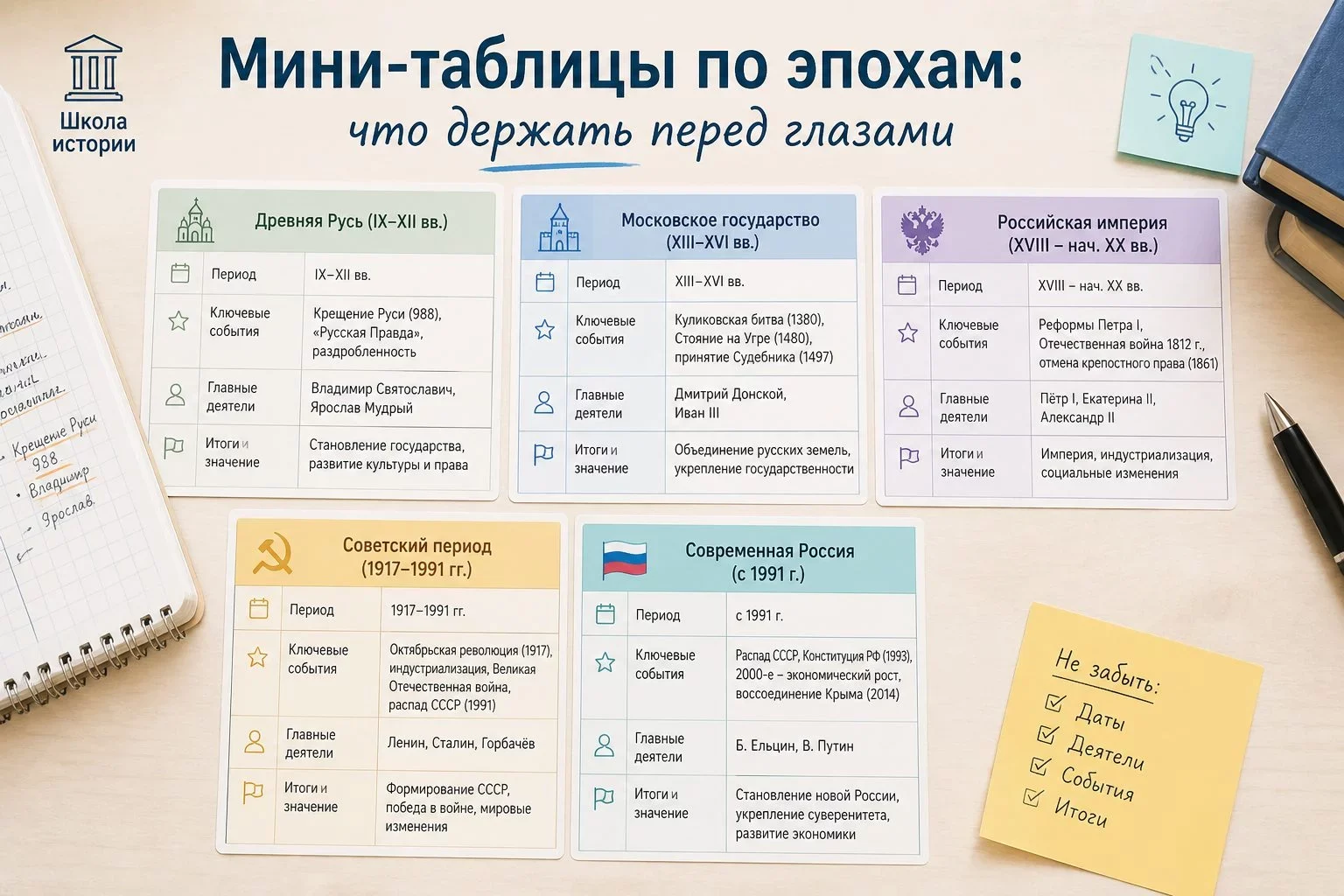 Почему таблицы — лучший формат шпаргалок для ЕГЭ по истории?При открытии учебника сплошное полотно из...