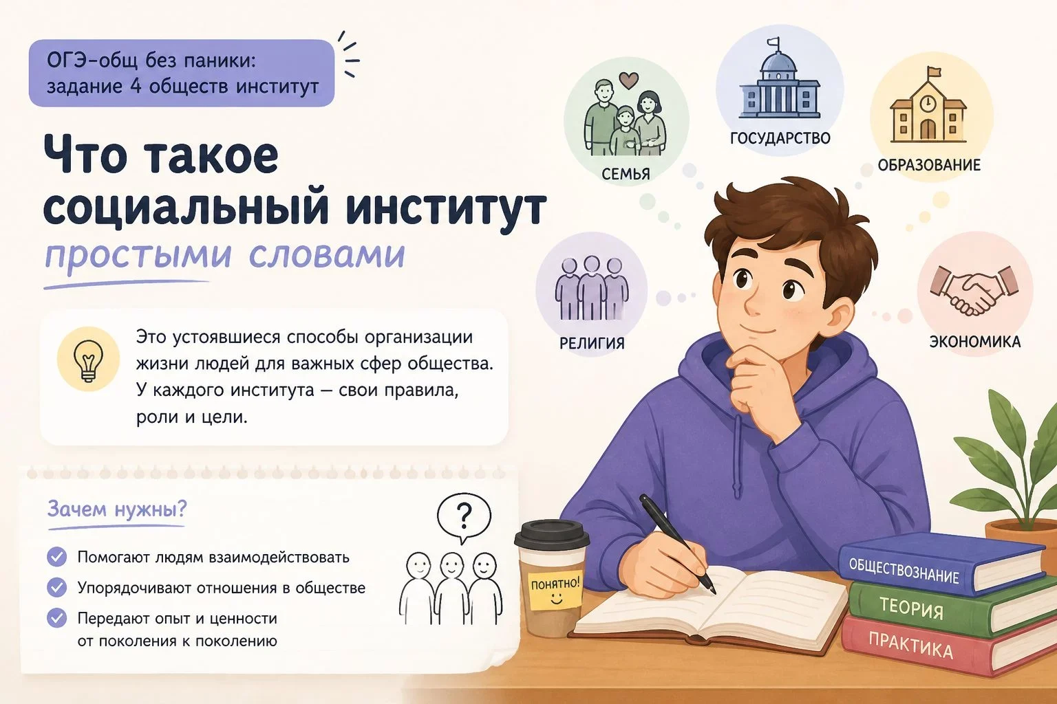 Что такое задание 4 в ОГЭ по обществознанию и зачем нужны институты?Задание 4 проверяет умение...