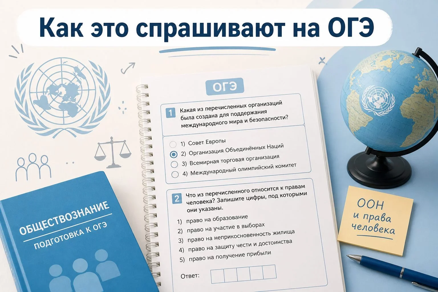 Как ООН связана с правами человека по кодификатору ФИПИ?Место темы в кодификаторе ОГЭ по обществознаниюВопросы,...