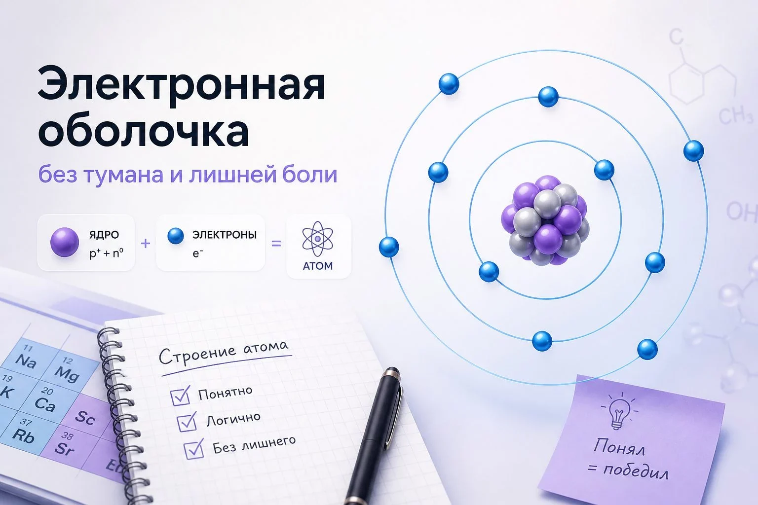 Из чего состоит атом и как устроено его ядро?Фундаментальной единицей, сохраняющей идентичность химического элемента, выступает...