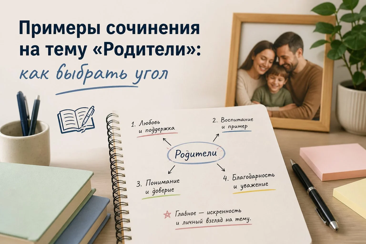 Как составить план сочинения о родителях?Четкая структура сочинения о родителях помогает логично раскрыть тему и...