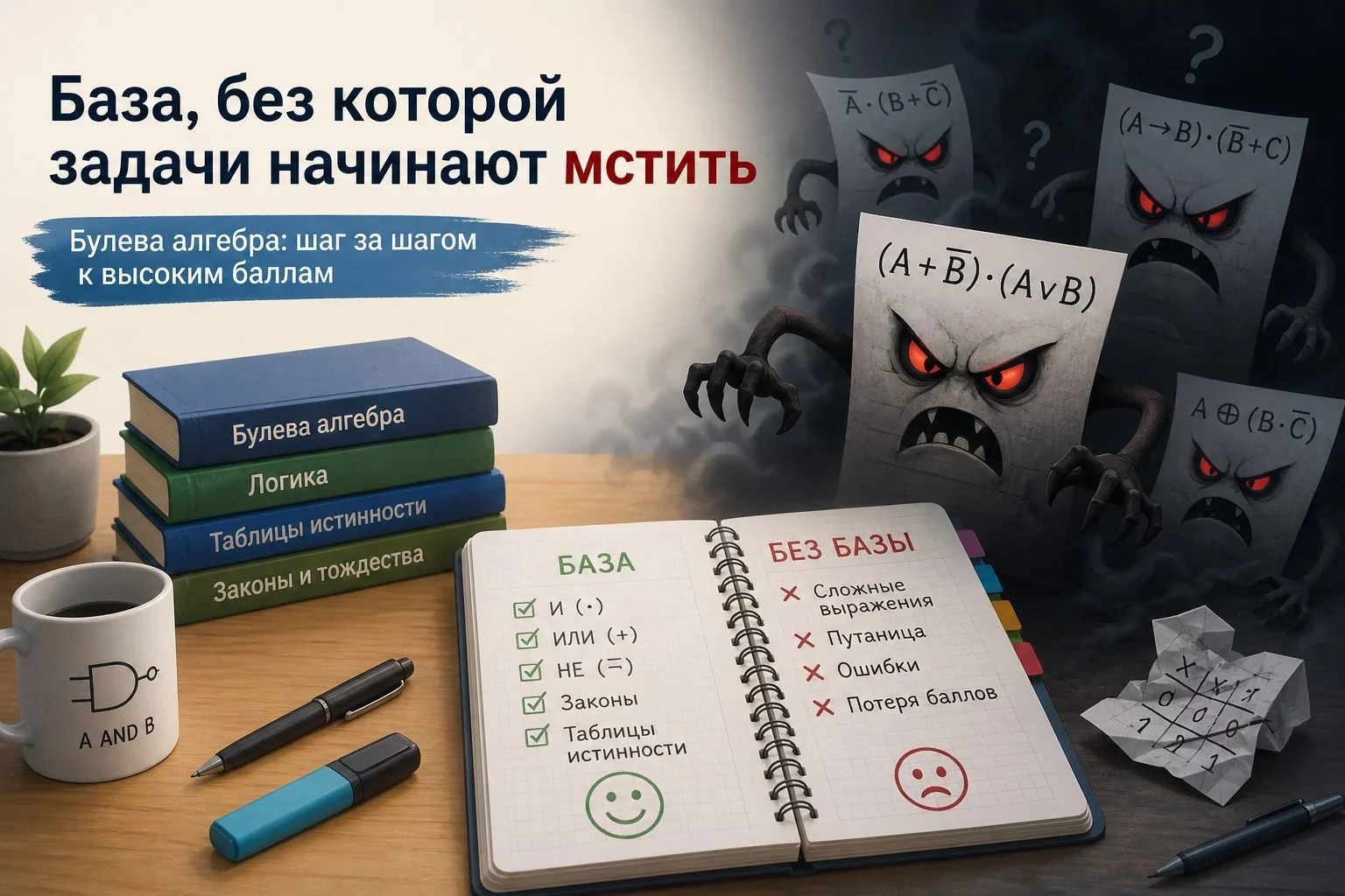 Что такое булева алгебра и зачем она нужна на ЕГЭ?На экзамене выпускнику предлагают странную таблицу,...