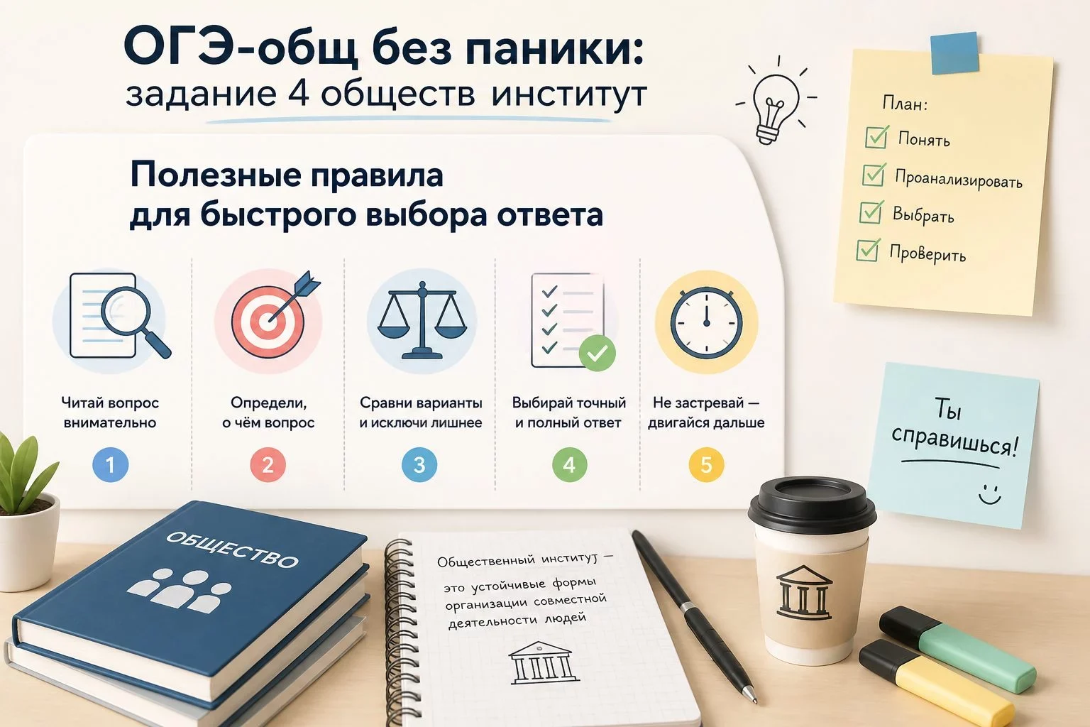 Что такое задание 4 в ОГЭ по обществознанию и зачем нужны институты?Задание 4 проверяет умение...